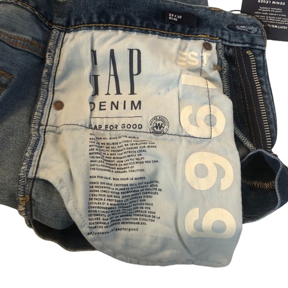 GAP FOR GOOD, GAP Denim, Blue Jeans  Slim Fit, Stretch, Mid Rise, Sz 28x30, NWT - Picture 6 of 13
